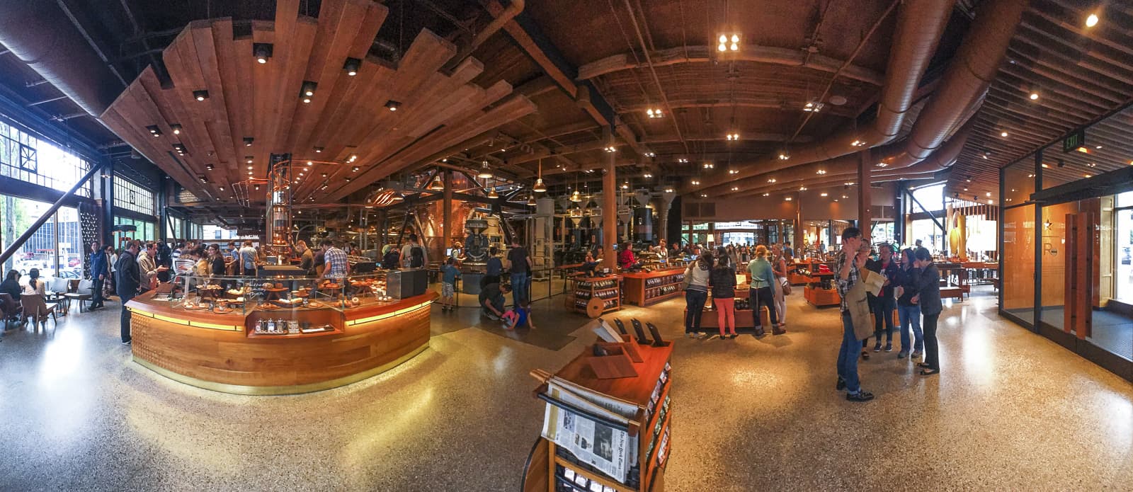 Panorama of Starbucks Reserve Roastery in Seattle. Photo: James Tan