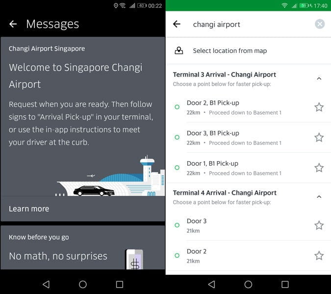 Getting Uber/Grab at Singapore Changi Airport
