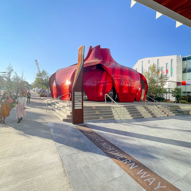 You can spot the bright crimson petal-like exterior of Nemesis Coffee GNW (Great Northern Way) from a mile away.