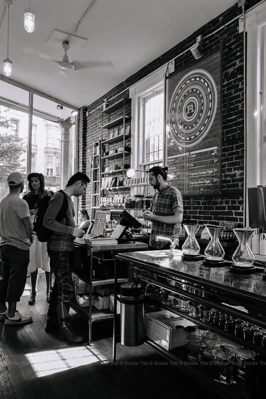Revolver Coffee Vancouver is located in the lively Gastown district.